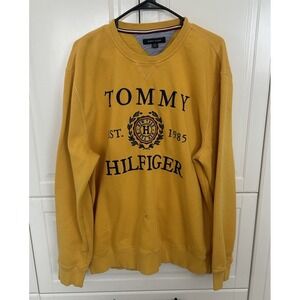 Tommy Hilfiger Mens Spell Out Crew Neck Pullover Yellow Sweatshirt XXL Blemish